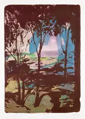 Emma Webster, La Nouvelle Epoque (The New Era), 2021, Lithograph in colors with extensive hand-coloring in ink and watercolor, on wove paper, with full margins