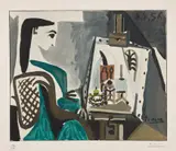 Pablo Picasso, Jacqueline à l'Atelier (Jacqueline at the Easel), 1956, Lithograph with pochoir in colors, on Arches paper, with full margins