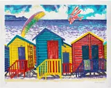 Malcolm Morley, Beach Scene with Parasailor, 1998, Lithograph in colors, on Rives BFK paper, with full margins