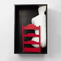 George Segal, Girl in a Chair (S. 1025), 1970, Wall hanging multiple with white plaster, wooden chair, enamel and red paint