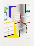 Roy Lichtenstein, Interior with Chair, from the Leo Castelli 90th Birthday portfolio (C. 309), 1997, Screenprint in colors, on Somerset paper, the full sheet