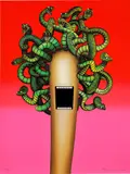 Emily Mae Smith, Medusa, 2019, Screenprint in colors with glow-in-the-dark ink, on Coventry rag paper, the full sheet