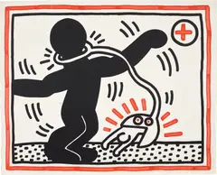 Untitled (Free South Africa): one plate (S. p. 142, L. pp. 42-43) by Keith Haring, 1985, Lithograph in colors, on Rives BFK paper, with full margins, sold Jun 2023