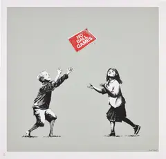 Banksy, No Ball Games (Grey), 2009, Screenprint in colors, on wove paper, with full margins