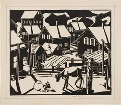 Mildred McMillen, The Outskirts, 1919, Woodcut, on thin wove paper, with margins