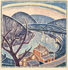 Blanche Lazzell, The Monongahela (C. bl. 16), 1919, White-line woodcut in colors, on wove paper, with margins