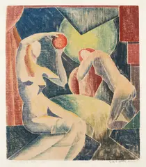 Grace Martin Taylor, Star Gazing (B. 11), 1928, White-line woodcut in colors, on Japan paper, with margins
