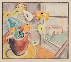 Grace Martin Taylor, Studio Window (B. 18), 1932, White-line woodcut in colors, on wove paper, with margins