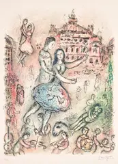 L'Opéra (The Opera) (M. 715) by Marc Chagall, 1974, Lithograph in colors, on Arches paper, with full margins, sold Oct 2023