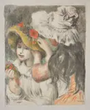 Le Chapeau épinglé, 2e planche (Pinning the Hat, 2nd plate) (D., S. 30) by Pierre-Auguste Renoir, circa 1898, Lithograph in eleven colors, on Arches MBM laid paper with watermark, with full margins, sold Oct 2023