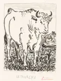 Pablo Picasso, Le Taureau, from Histoire Naturelle 'Eaux-fortes originales pour les textes de Buffon' (The Bull, from Natrual History 'Original Etchings for Texts by Buffon') (Bl. 330, Ba. 577, see C. bks 37), 1936, Etching and aquatint, on laid vergé de Montval paper with their watermark, with full margins