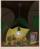 Nature morte à la suspension - Nature morte sous la lampe (Still Life with Suspension - Still Life Under the Lamp) (Bl. 1102, Ba. 1313) by Pablo Picasso, 1962, Linocut in colors, on Arches paper, with full margins, sold Oct 2023
