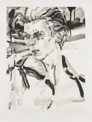 Elizabeth Peyton, David, 2017, Etching and aquatint, on Shikoku Surface gampi paper, with full margins