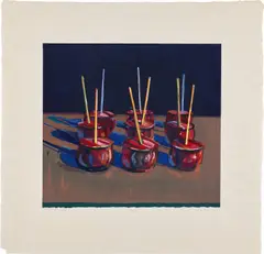 Wayne Thiebaud, Candy Apples, 1987, Woodcut in colors, on Tosa Koza paper, with full margins,