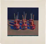 Wayne Thiebaud, Candy Apples, 1987, Woodcut in colors, on Tosa Koza paper, with full margins,