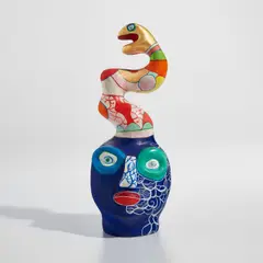 Head with Snake by Niki de Saint Phalle, circa 1985, Plaster multiple with acrylic in colors, sold Oct 2023