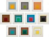 Homage to the Square: Ten Works by Josef Albers (D. 156) by Josef Albers, 1962, The complete set of 10 screenprints in colors, on Mohawk Superfine Bristol paper, with title, text by Richard Lippold, a, sold Oct 2023