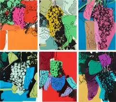 Andy Warhol, Grapes (F. & S. 190-195), 1979, The complete set of six screenprints in colors, on Strathmore Bristol paper, the full sheets
