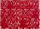 Rashid Johnson, Untitled Anxious Red, 2021, Screenprint in colors, with hand-applied pigment, on wove paper, the full sheet