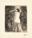 Camille Pissarro, Baigneuse vue de dos (Bather Seen from Behind) (D. 114), 1895/1920, Etching, on laid paper, with margins (folded)
