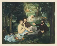 Le Déjeuner sur l'herbe (Luncheon on the Grass) (G. & P. E668) by Edouard Manet, 1926-27, Etching and aquatint in colors, by Jacques Villon, on Arches paper, with full margins, sold Oct 2023