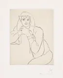 Henri Matisse, Jeune femme les mains jointes sur le dossier d'un meuble (Young Woman with Folded Hands on the Back of a Piece of Furniture) (D. 162), 1929, Etching, on Chine appliqué to Arches paper, with full margins