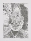 Pablo Picasso, Portrait-Charge d'un des personnages de l'enterrement du Comte d'Orgaz, en Larmes (Character Portrait of one of the Characters at the Funeral of the Count of Orgaz, in Tears), plate 194 from 347 Series (Bl. 1674, Ba. 1690), 1968, Etching, on Rives BFK paper, with full margins