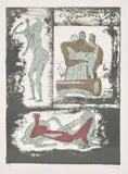 Henry Moore, Reclining Figure and Standing Figure and Family Group, from Reclining Figures Portfolio (C. 237), 1973, Lithograph in colours, on wove paper, with full margins
