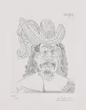 Pablo Picasso, Portrait de 'Mousquetaire' vieillissant, au visage couperosé (Portrait of an Aging 'Musketeer' with a Blotchy Face), plate 252 from 347 Series (Bl. 1732, Ba. 1749), 1968, Etching, on wove paper, with full margins