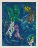 Marc Chagall, La Lutte de Jacob et de l'ange (The Fight of Jacob and the Angel), by Charles Sorlier (M. S40), 1967, Lithograph in colors, on Arches paper, with full margins