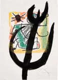 Joan Miró, Les Essences de la terra (The Essences of the Earth): one plate (M. 576, see C. bks. 123), 1968, Lithograph in colors with brush and ink, on Japan nacré paper, the full sheet