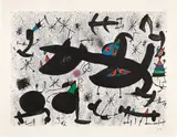 Homentage à Joan Prats (Tribute to Joan Prats): plate 10 (M. 723, see C. bks 153) by Joan Miró, 1971, Lithograph in colors, on Guarro paper, with full margins, sold Oct 2023