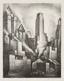 Howard Cook, Financial District (D. 155), 1931, Lithograph, on wove paper, with margins