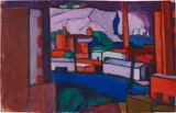 Oscar Florianus Bluemner, Hoboken, N5, 1916, Unique watercolor, gouache and charcoal, on wove paper, with preliminary sketch and notes on the reverse, framed