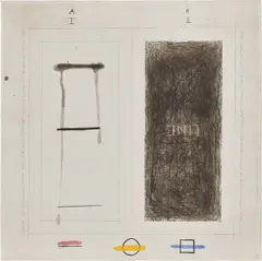 Large Line, from Burial Mound series by Pat Steir, 1976, Etching with hand-coloring, on handmade HMP paper, the full sheet, sold Oct 2023