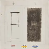 Pat Steir, Large Line, from Burial Mound series, 1976, Etching with hand-coloring, on handmade HMP paper, the full sheet
