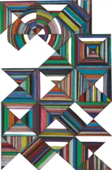 Lucas Samaras, Cutout Colored Pencil Drawing #2, 1982, Unique colored pencil, on black cutout wove paper, framed