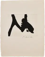 Calligraphic Study V (E. & B. 198) by Robert Motherwell, 1976, Etching and aquatint in colors, on HMP laid paper, with full margins, sold Oct 2023