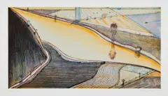 Hill River by Wayne Thiebaud, 2002, Drypoint and aquatint with direct gravure in colors, on Somerset paper, with full margins, sold Oct 2023