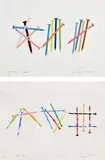 James Rosenquist, Spikes; and Silk Screams (S. 1974.29 & 1974.31, G. 74 & 76), 1974, One lithograph in colors with embossing and one screenprint in colors, on English watercolor and Natsume papers respectively, both with full margins
