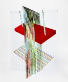 James Rosenquist, Sketch for Forest Ranger, from Ten from Leo Castelli, 1967, Screenprint in colors, on two sheets of fringed plastic film with Plexiglas, the full sheets