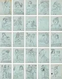Andy Warhol, Love is a Pink Cake (F. & S. IV 27-50), 1953, The complete set of 25 offset lithographs, on pale blue paper, unbound (as issued), in collaboration with Ralph Thomas Ward (Corkie) who wrote the poems, the full sheets, lacking the original tracing vellum cover