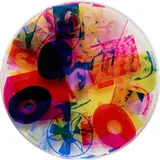 Robert Rauschenberg, Passport, from Ten from Leo Castelli (F. 39), 1967, Screenprint in colors, on three Plexiglas discs, assembled in a rotating multiple (as issued)
