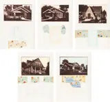 John Baeder, Greenbriar; Redwood; Briarcliff; Dixon; and Culver, 1980, Five etching and aquatints with screenprint and collage in colors, on Arches paper, with full margins
