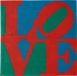 Robert Indiana, Classic Love, 1995, Skein dyed, hand-carved and hand-tufted archival New Zealand woolen rug