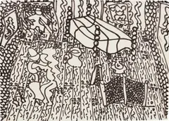 Woman Taken in Adultery by William Copley, 1964, Black marker drawing on wove paper, sold Oct 2023