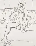 Richard Diebenkorn, Seated Woman on Sofa, 1965, Lithograph, on Rives BFK paper, the full sheet
