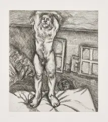 Two Men in the Studio (H. 39, F. 46, T. 55) by Lucian Freud, 1989, Etching, on wove paper, with full margins, offered Oct 2023