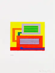 Untitled (2.21.06.2) by Peter Halley, 2006, Acrylic and fluorescent acrylic, on digitally printed paper, sold Oct 2023