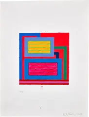 Untitled (1.03.08.1) by Peter Halley, 2008, Acrylic and fluorescent acrylic, on digitally printed paper, sold Oct 2023